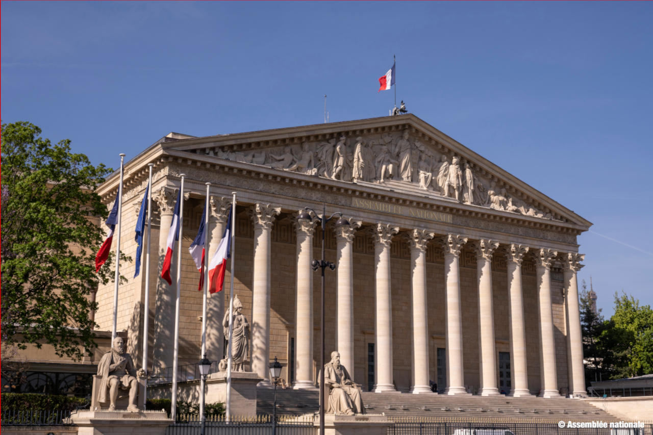 Photo de la colonnade devant le bâtiment del'assemblée nationale